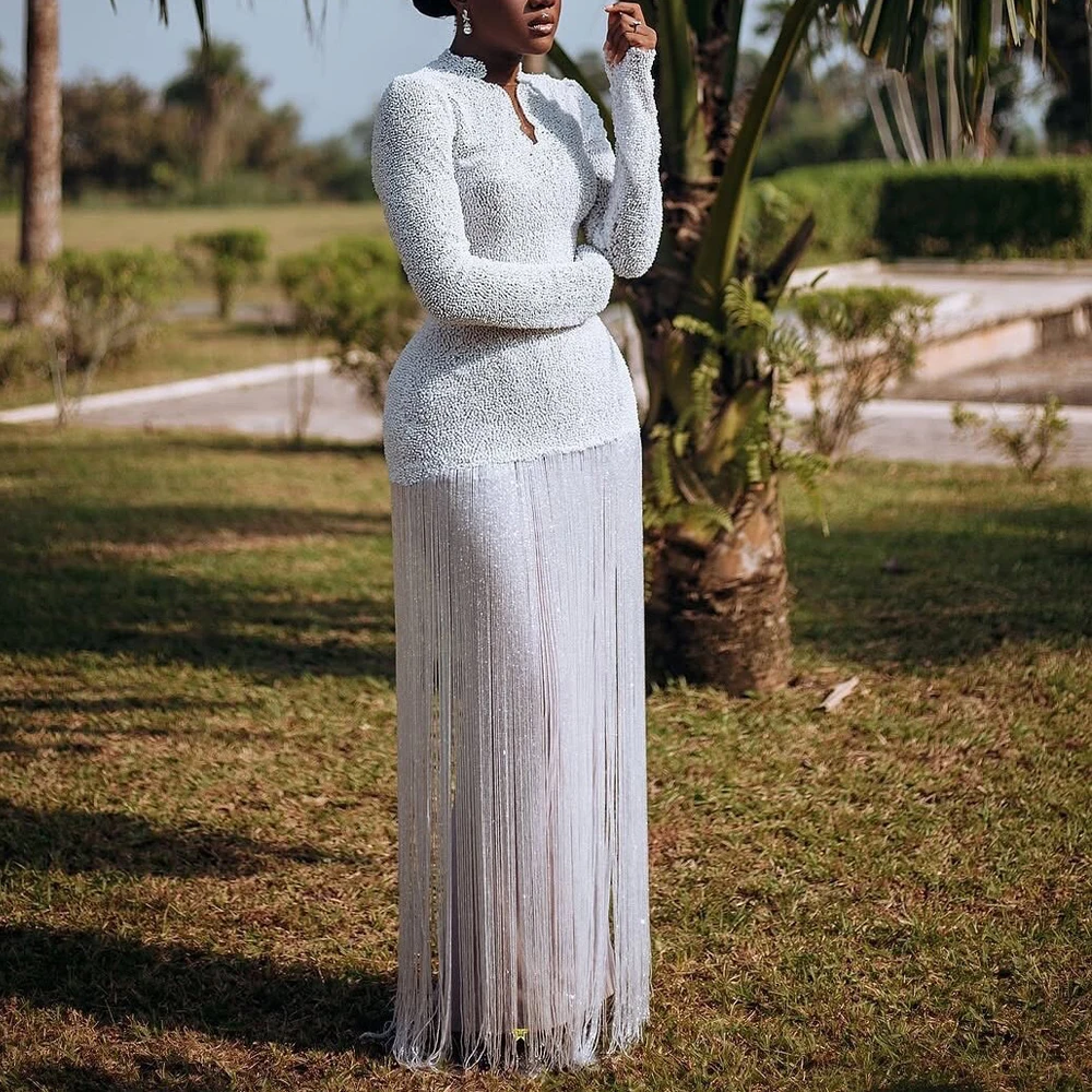 Свадебное платье с индивидуальным дизайном, пайетками и бахромой, с круглым вырезом, длинными рукавами, приталенное, для свадеб в Саудовской Аравии и Дубае, вечерние наряды
Свадебное платье с индивидуальным дизайном, пайетками и бахромой, с круглым вырезом, длинными рукавами, приталенное, для свадеб в Саудовской Аравии и Дубае, вечерние наряды