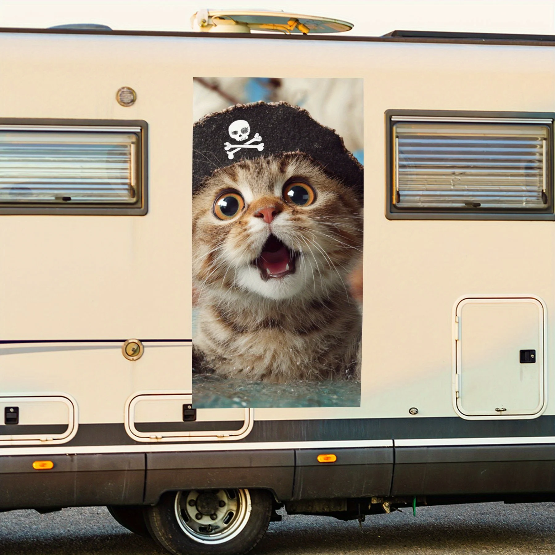 Забавный кот с пиратской шляпой и парусником, водонепроницаемая виниловая наклейка для стороны автофургона, самоклеящиеся наклейки для украшения и защиты кузова на автофургоне
Забавный кот с пиратской шляпой и парусником, водонепроницаемая виниловая наклейка для стороны автофургона, самоклеящиеся наклейки для украшения и защиты кузова на автофургоне