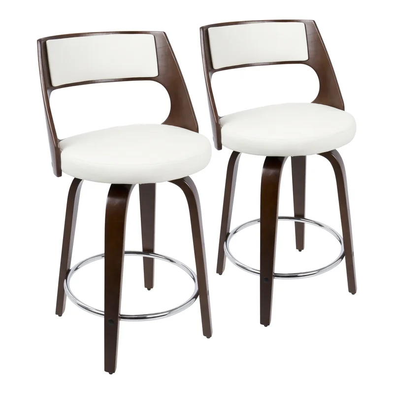 Mid-Century Modern Swivel Counter Stool Set of 2 in Cherry and White Faux Leather
Mid-Century Modern Swivel Counter Stool Set of 2 in Cherry and White Faux Leather