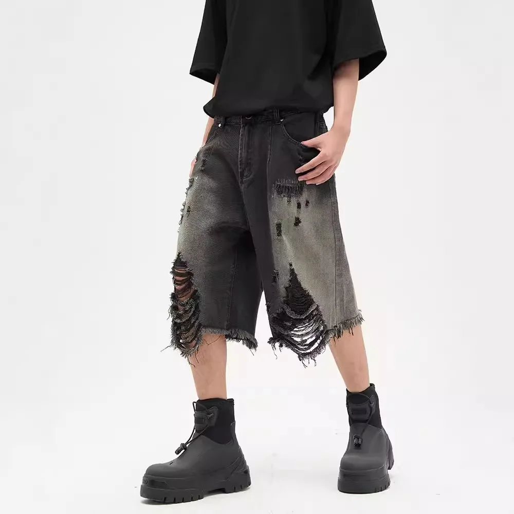 Retro American Denim Shorts Men's Unique Design Sensation Summer Fashion Black Grey Hole Punch Five-Point Pants Straight Leg...
Retro American Denim Shorts Men's Unique Design Sensation Summer Fashion Black Grey Hole Punch Five-Point Pants Straight Leg...