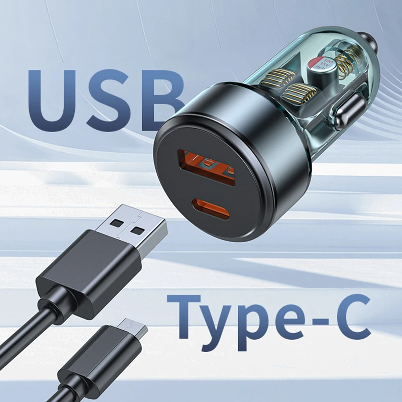 30W PD QC4.0 Fast Charging Car Charger Transparent Metal Dual Port USB Type C Car Charger Adapter Universal For iPhone 17 16
30W PD QC4.0 Fast Charging Car Charger Transparent Metal Dual Port USB Type C Car Charger Adapter Universal For iPhone 17 16