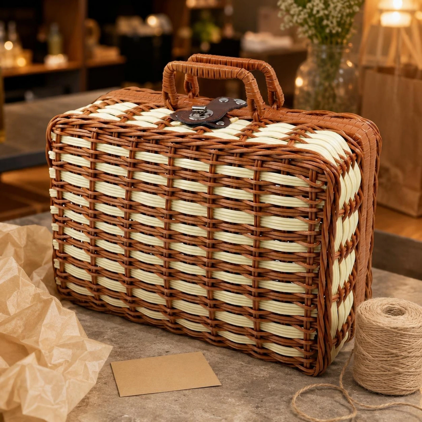Rattan Suitcase Storage Box Rigid Suitcase-Style Storage Box Container Handwoven Look Lock Design
Rattan Suitcase Storage Box Rigid Suitcase-Style Storage Box Container Handwoven Look Lock Design