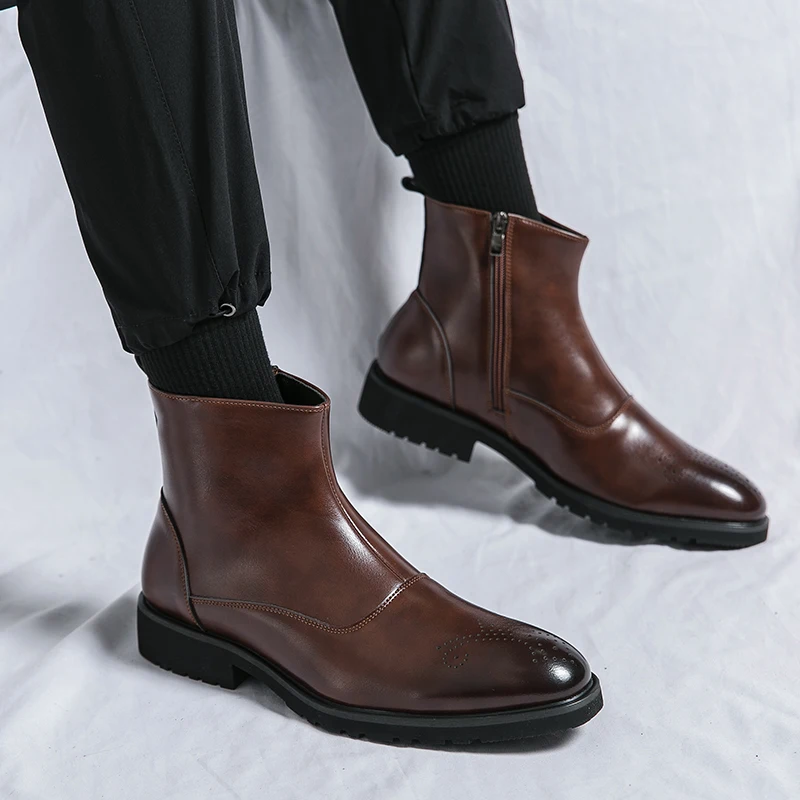 Retro Black Men's Genuine Leather Baroque Boots Business Brown Chelsea Boots Women's Ankle Boots Outdoor Casual Shoes Size:38-46
Retro Black Men's Genuine Leather Baroque Boots Business Brown Chelsea Boots Women's Ankle Boots Outdoor Casual Shoes Size:38-46