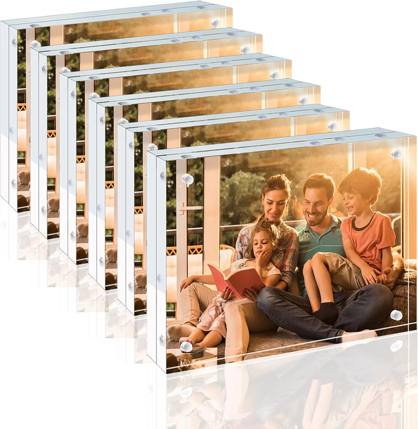 5x7 Acrylic Frames 6 Pack, 20mm Thick Clear Double Sided Magnetic Picture Frames, Free Standing Desktop Display for Photos
5x7 Acrylic Frames 6 Pack, 20mm Thick Clear Double Sided Magnetic Picture Frames, Free Standing Desktop Display for Photos
