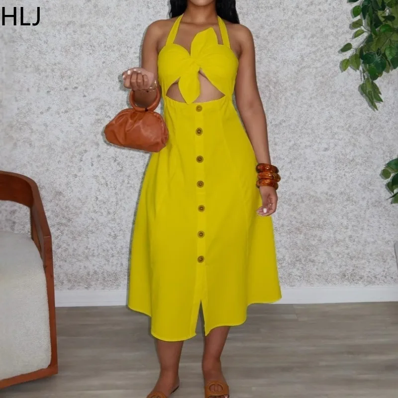 HLJ Summer New Sexy Hollow Out Bodycon Long Dress Women Solid Halter Sleeveless Backless Dresses Female Streetwear Vestidos 2025
HLJ Summer New Sexy Hollow Out Bodycon Long Dress Women Solid Halter Sleeveless Backless Dresses Female Streetwear Vestidos 2025
