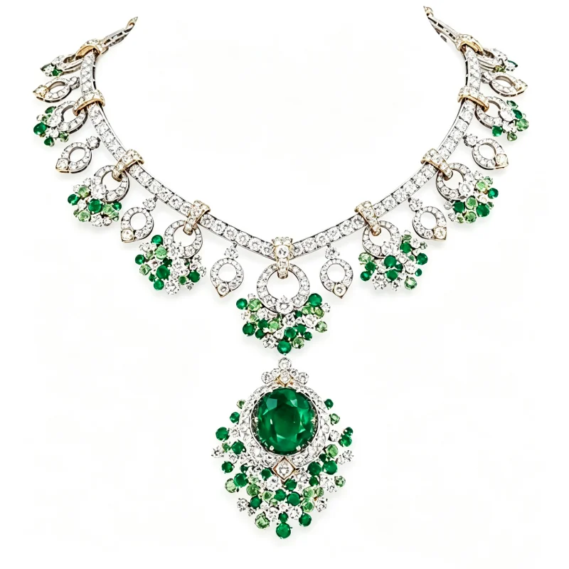 Bellux Fine Jewelry Necklace 925 Silver Gold Plated High Carbon Diamond Emeralds Tsavorite Banquet Apple Green Necklace
Bellux Fine Jewelry Necklace 925 Silver Gold Plated High Carbon Diamond Emeralds Tsavorite Banquet Apple Green Necklace