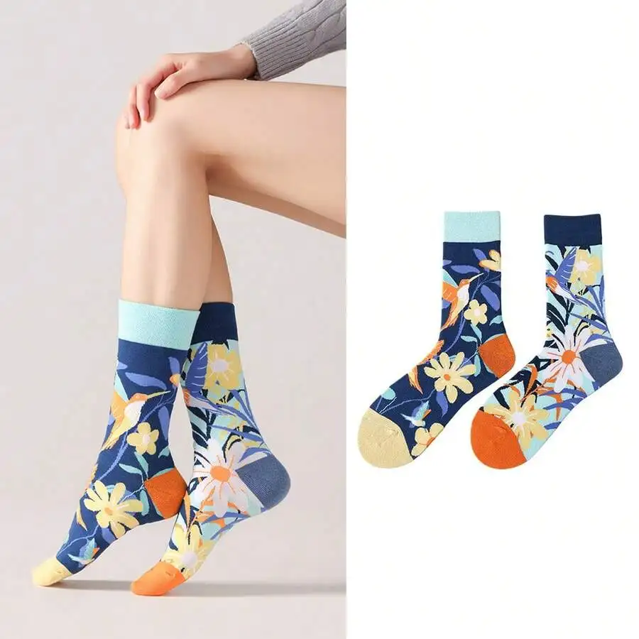 Floral Print Mid-Calf Socks For Women And Men Streetwear Casual Cotton Blend
Floral Print Mid-Calf Socks For Women And Men Streetwear Casual Cotton Blend