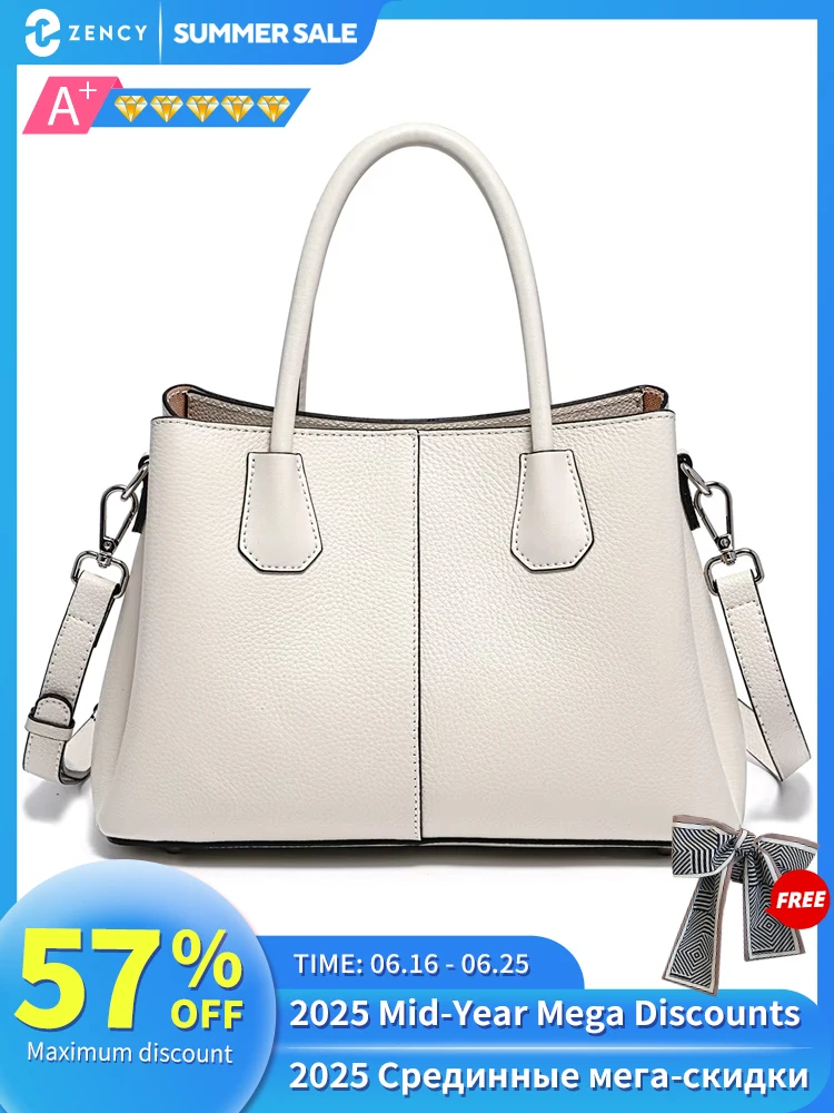 Zency Women's Genuine Leather Top-Handle Bag Noble White Luxury Crossbody with Three Compartments for Daily Work And Shopping
Zency Women's Genuine Leather Top-Handle Bag Noble White Luxury Crossbody with Three Compartments for Daily Work And Shopping