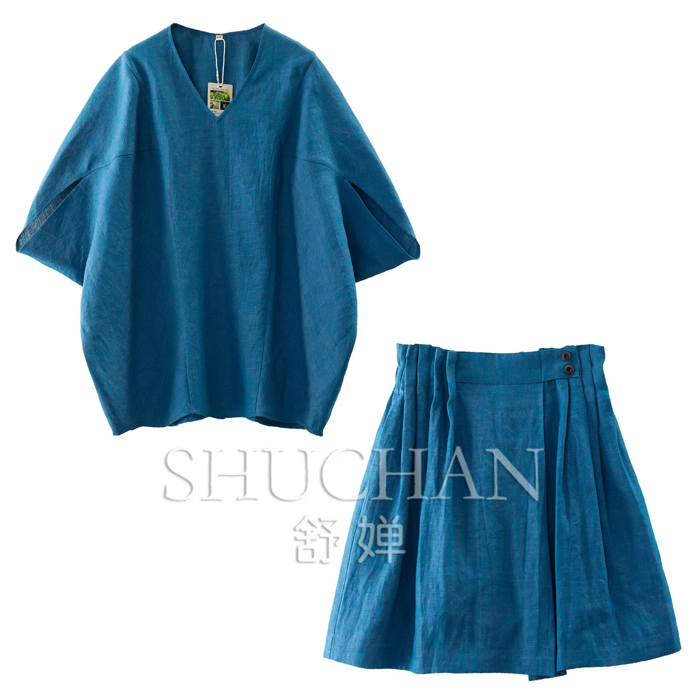 Hot Summer V-neck Hemp Shirt + High-waisted Five-point Skirt Suit for Women 11X5 Womens Two Peice Sets
Hot Summer V-neck Hemp Shirt + High-waisted Five-point Skirt Suit for Women 11X5 Womens Two Peice Sets