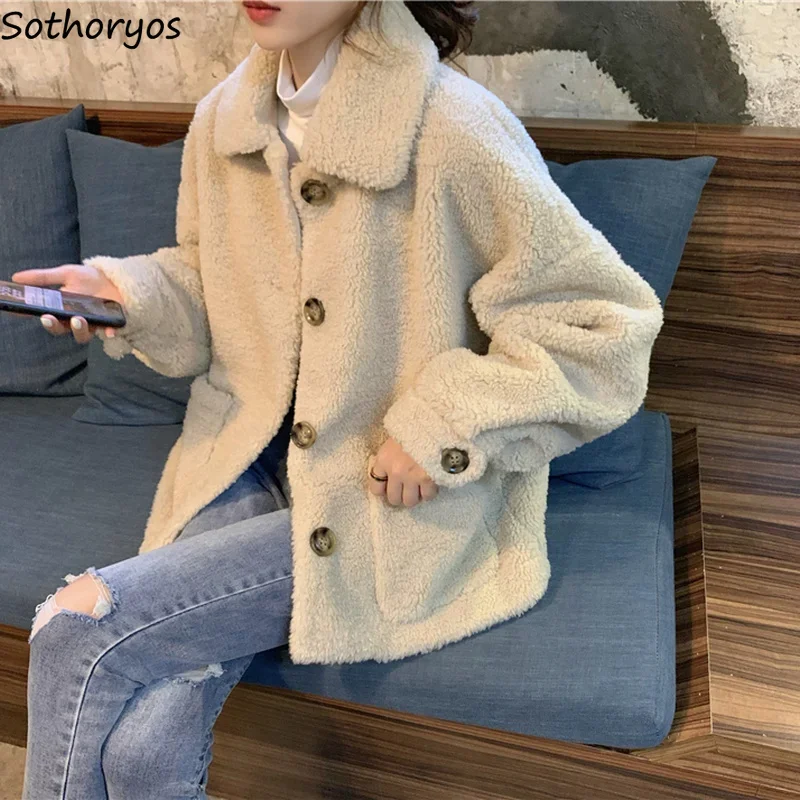 Tender Warm Jackets Women Single Breasted Loose Fuzzy Fall Winter Lambswool Simple Straight Long Sleeve Coats Female Stylish Ins
Tender Warm Jackets Women Single Breasted Loose Fuzzy Fall Winter Lambswool Simple Straight Long Sleeve Coats Female Stylish Ins
