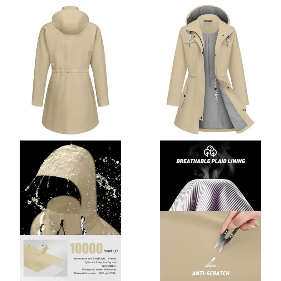 Rain Jacket Women Waterproof Long Lightweight Raincoat Hooded Windbreaker Outdoor Trench Coat S-3XL
Rain Jacket Women Waterproof Long Lightweight Raincoat Hooded Windbreaker Outdoor Trench Coat S-3XL