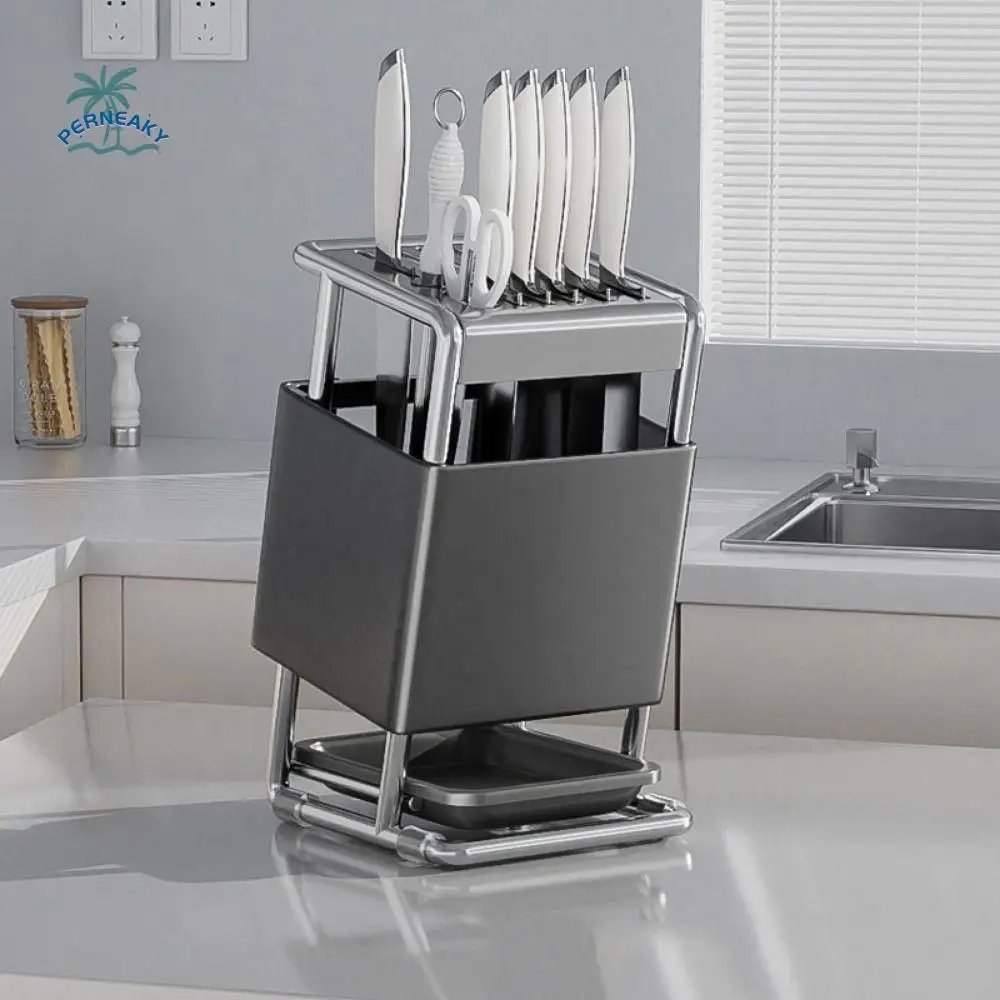 Stable Stainless Steel Knives Holder Anti-slip Space Saving Countertop Knives Holder Large Capacity Kitchen Storage Rack
Stable Stainless Steel Knives Holder Anti-slip Space Saving Countertop Knives Holder Large Capacity Kitchen Storage Rack