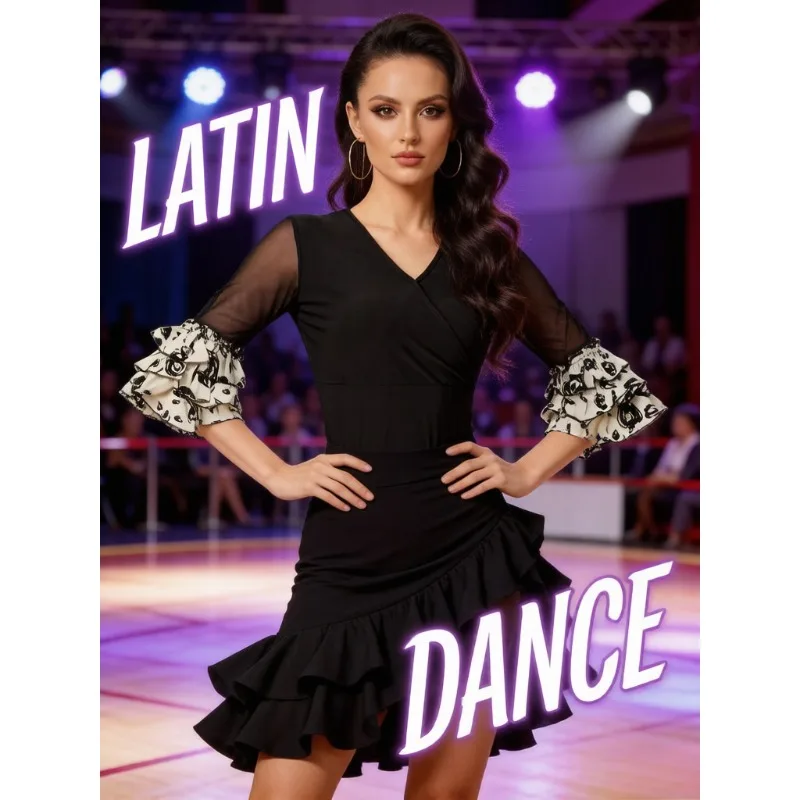 Women M-3XL Black V Neck Petal Half Sleeve Latin Dance Top Ballroom Modern Tango Practice Leotard Social Dancewear Regular Fit
Women M-3XL Black V Neck Petal Half Sleeve Latin Dance Top Ballroom Modern Tango Practice Leotard Social Dancewear Regular Fit