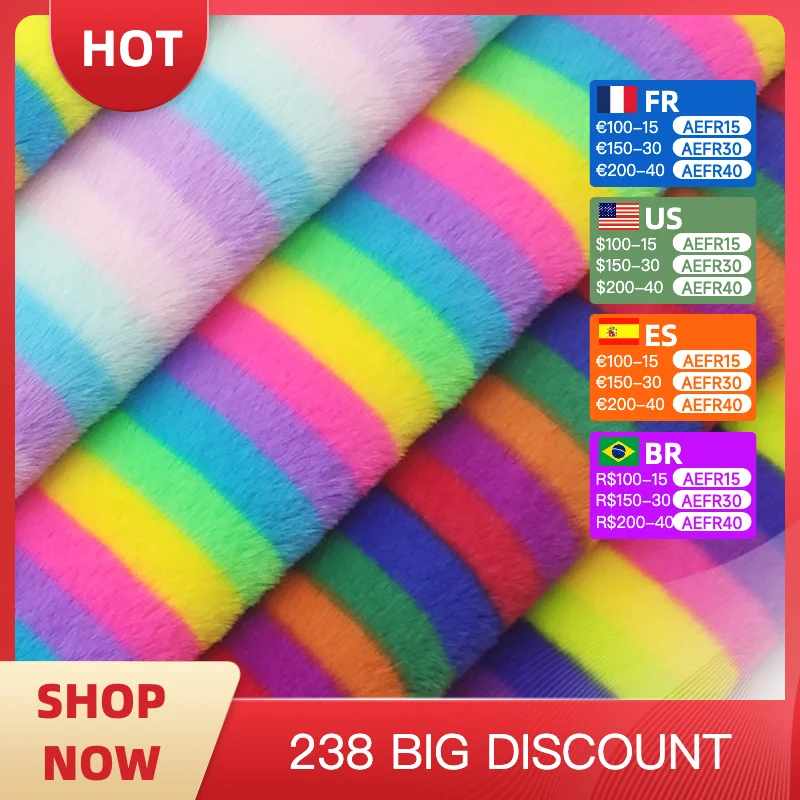 Rabbit velvet fabric Thick plush printed colorful striped clothing coat sweater plush cloth handmade DIY rainbow Sewing Quilting
Rabbit velvet fabric Thick plush printed colorful striped clothing coat sweater plush cloth handmade DIY rainbow Sewing Quilting