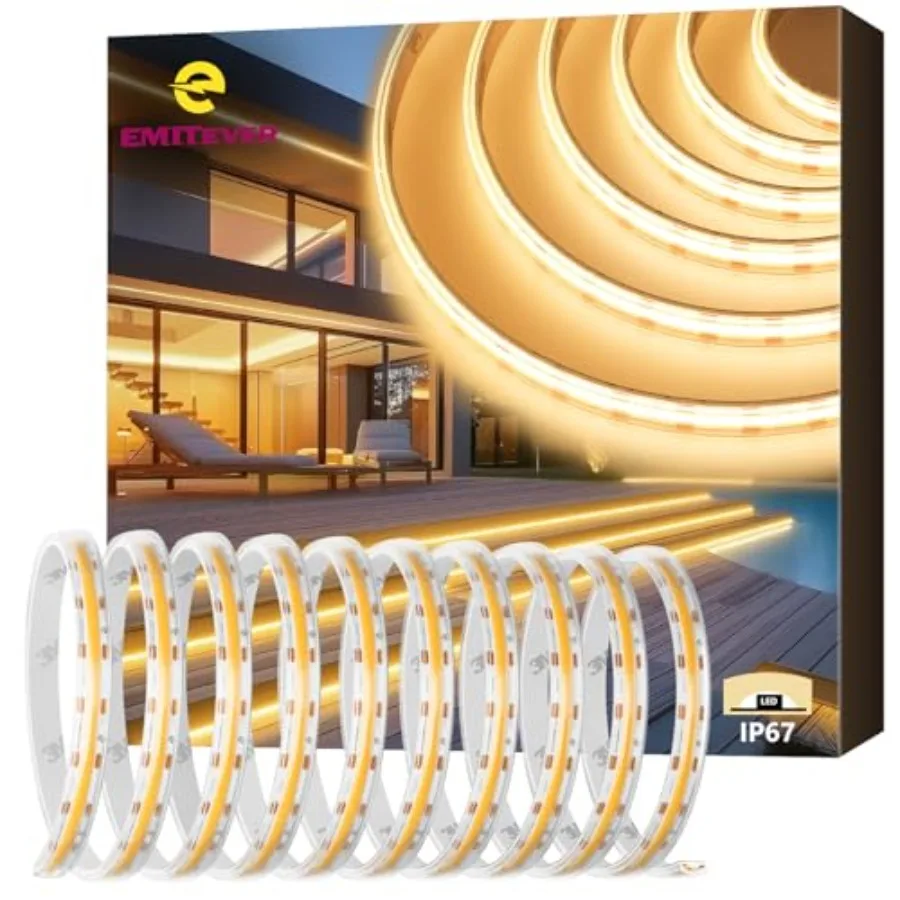 COB LED Strip Lights Waterproof IP67 Warm White Outdoor 24V Dimmable Silicone LED Tape Lighting 16.4ft High Density 300+LM/ft 2
COB LED Strip Lights Waterproof IP67 Warm White Outdoor 24V Dimmable Silicone LED Tape Lighting 16.4ft High Density 300+LM/ft 2