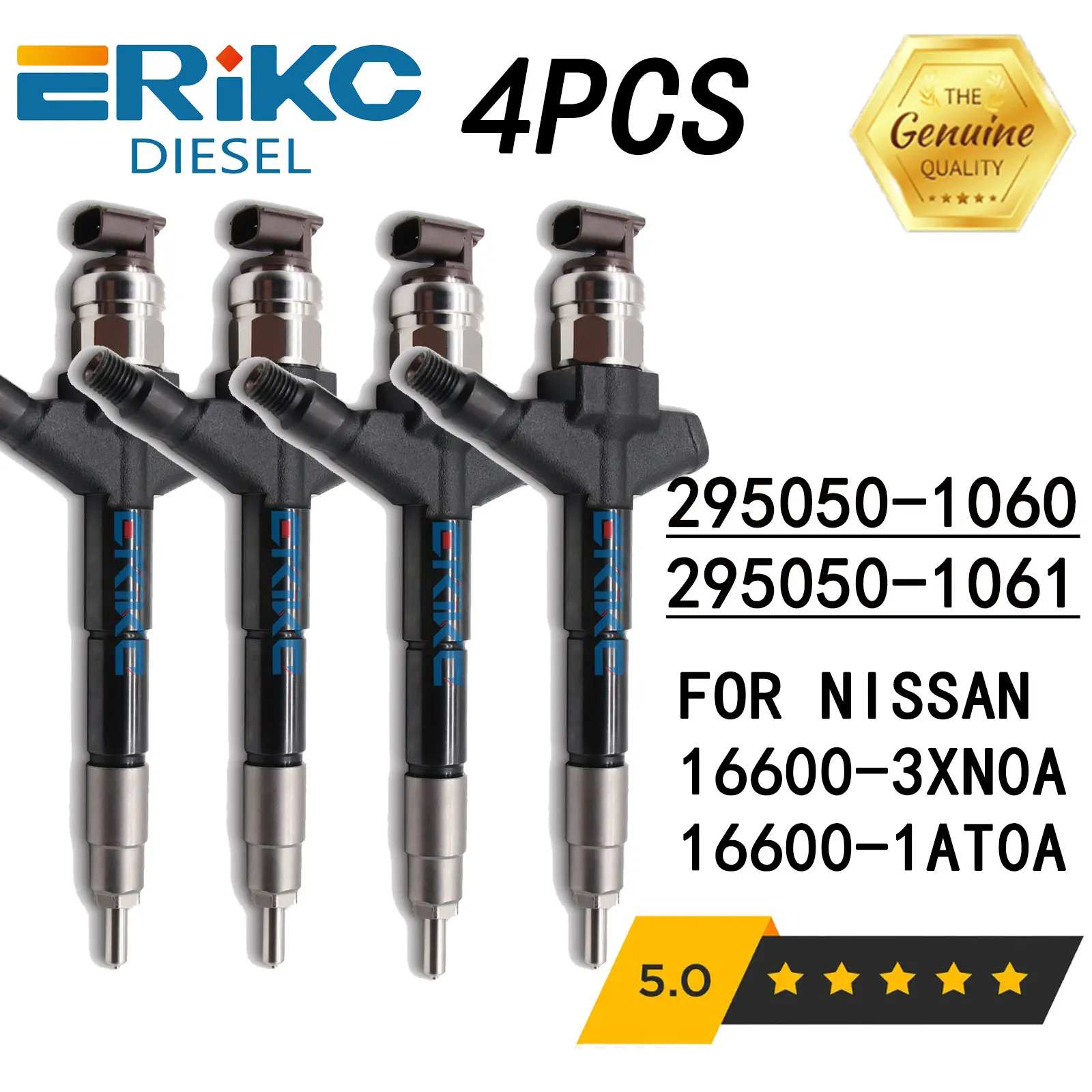 4PC 295050-1060 295050-1061 295050-1062 Diesel Fuel Injector for DENSO NISSAN NAVARA 2.5 NP300 16600-3XN0A, 16600 3XN0A
4PC 295050-1060 295050-1061 295050-1062 Diesel Fuel Injector for DENSO NISSAN NAVARA 2.5 NP300 16600-3XN0A, 16600 3XN0A