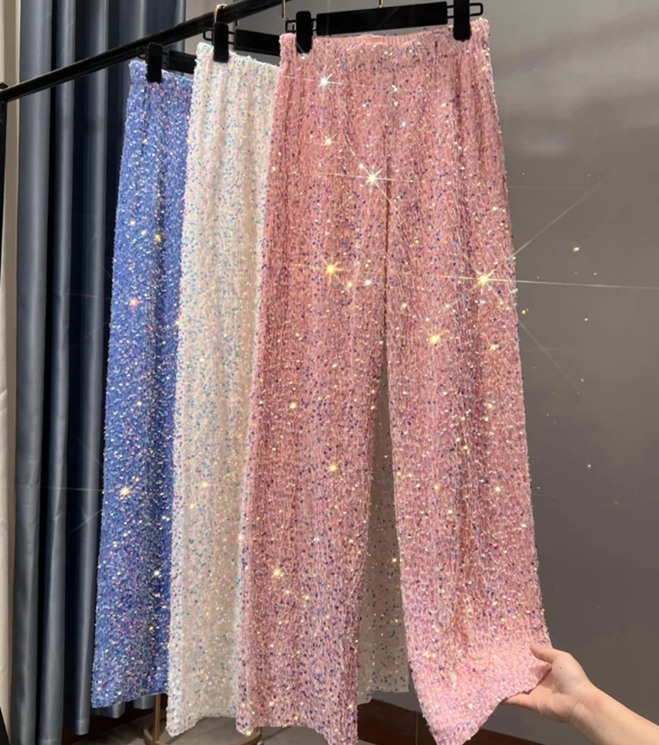 Women's Autumn and Winter Korean Velvet Sequin Wide Leg Pants With Extended Drape Straight Leg Pants
Women's Autumn and Winter Korean Velvet Sequin Wide Leg Pants With Extended Drape Straight Leg Pants