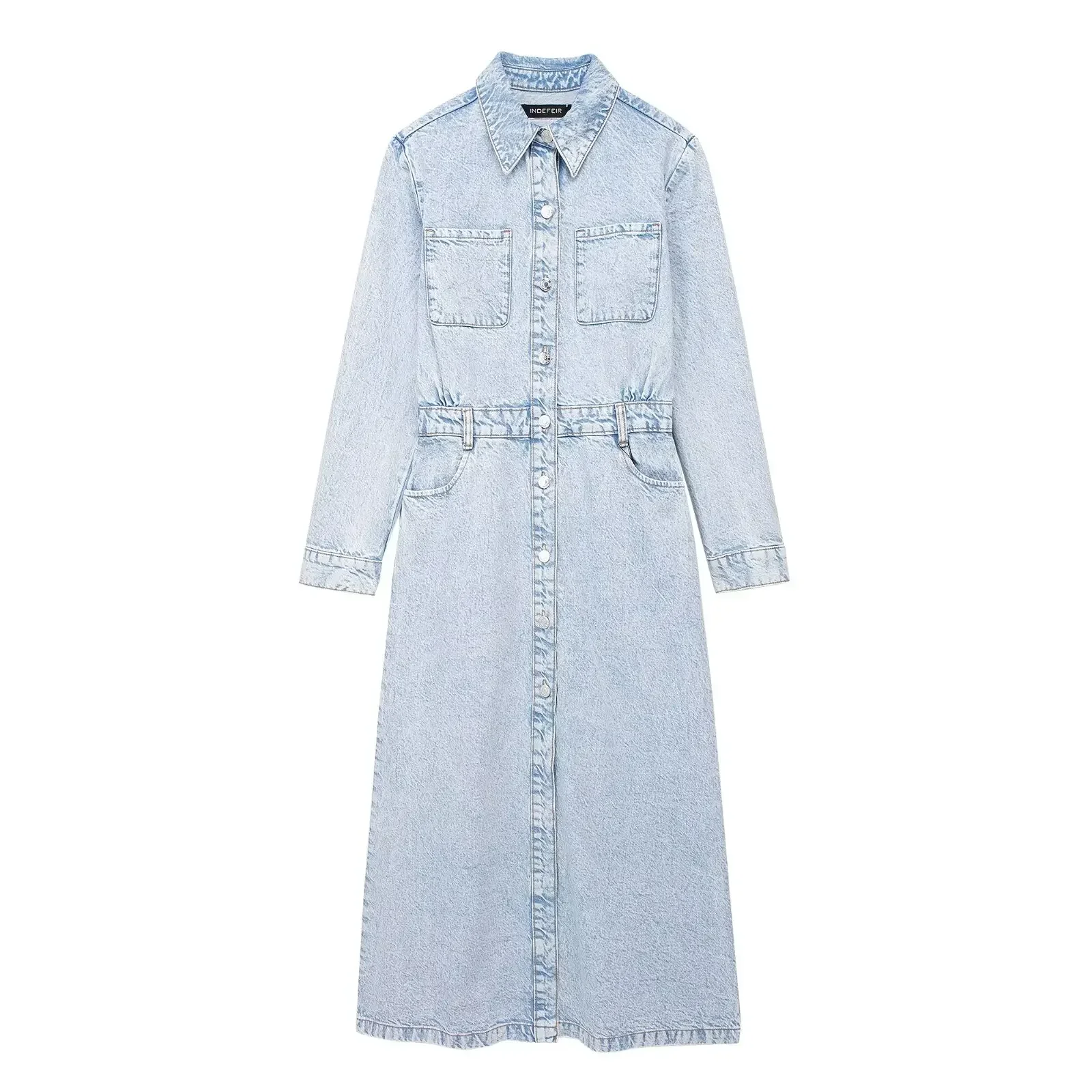 Women's Spring 2024 New Chic Fashion Casual Denim Fabric Midi Dress Retro Lapel Long-sleeved Women's Dress Vestidos Mujer
Women's Spring 2024 New Chic Fashion Casual Denim Fabric Midi Dress Retro Lapel Long-sleeved Women's Dress Vestidos Mujer