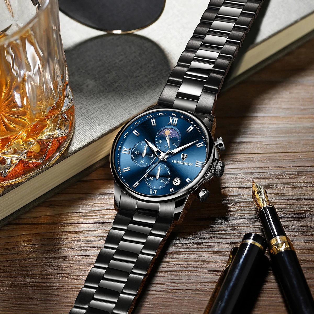 LIGE Luxury Man Watch Fashion Business Calendar Chronograph Quartz Wristwatch Waterproof Moon Phase Stainless Steel Men Watches
LIGE Luxury Man Watch Fashion Business Calendar Chronograph Quartz Wristwatch Waterproof Moon Phase Stainless Steel Men Watches