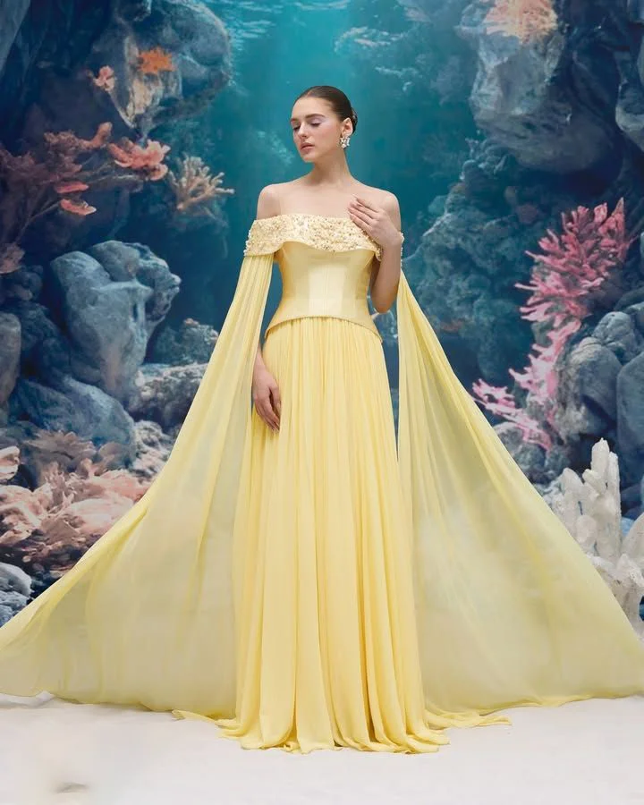 Elegant lemon Beaded Off-Shoulder Cape Corset Evening Gown Sequin Pearls Chiffon hem Formal Cocktail Prom Vestidos Customized
Elegant lemon Beaded Off-Shoulder Cape Corset Evening Gown Sequin Pearls Chiffon hem Formal Cocktail Prom Vestidos Customized