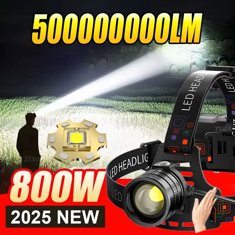 2025 New High Power 800W LED Headlight 500000000LM Super Bright Zoom Waterproof Headlamp Outdoor Camping Work Hunting Lantern
2025 New High Power 800W LED Headlight 500000000LM Super Bright Zoom Waterproof Headlamp Outdoor Camping Work Hunting Lantern