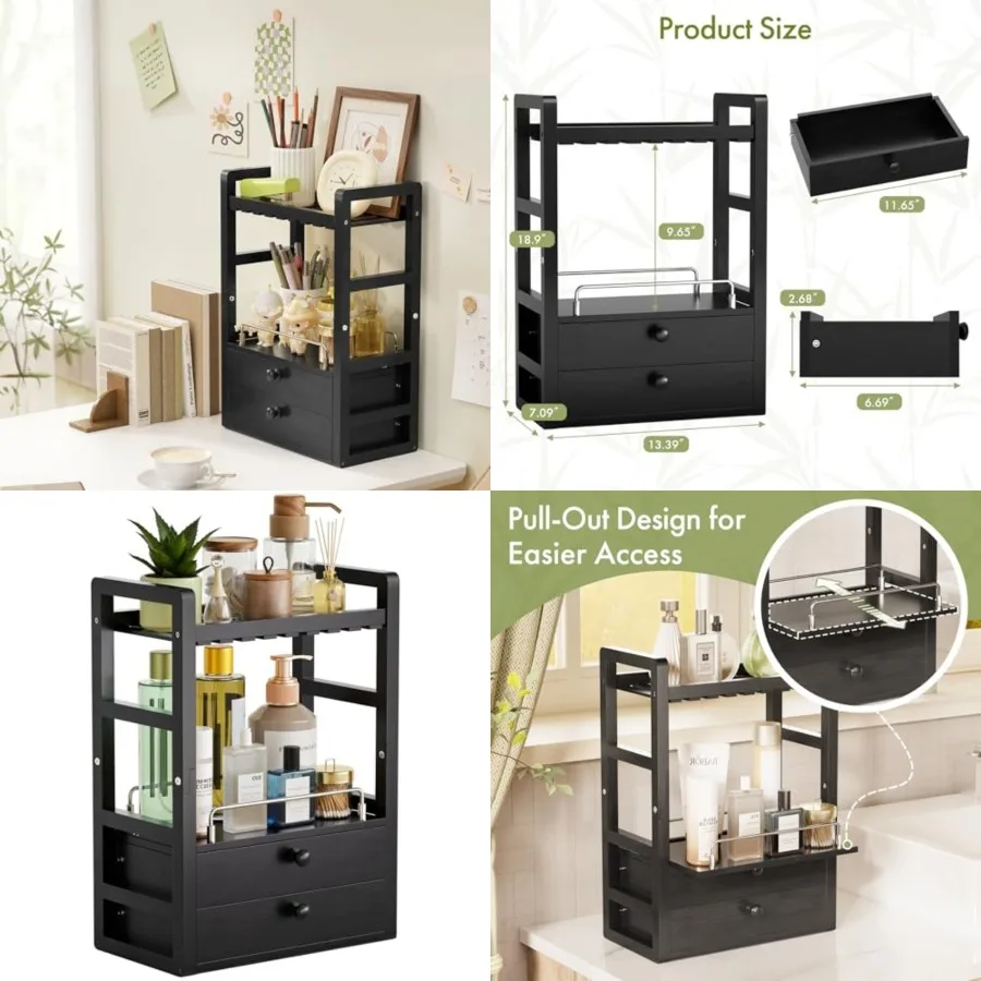 Bamboo Bathroom Countertop Organizer, 2-Tier Makeup Organizer with 2 Drawers, Vanity Organizer Storage Coffee Matcha Station, C
Bamboo Bathroom Countertop Organizer, 2-Tier Makeup Organizer with 2 Drawers, Vanity Organizer Storage Coffee Matcha Station, C