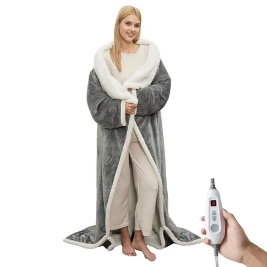 Wearable Heated Blanket with Feet PocketElectric Snuggle Blanket with Sleeves 6 Heating Levels and 2/4/8/10H Time Settings Mach
Wearable Heated Blanket with Feet PocketElectric Snuggle Blanket with Sleeves 6 Heating Levels and 2/4/8/10H Time Settings Mach