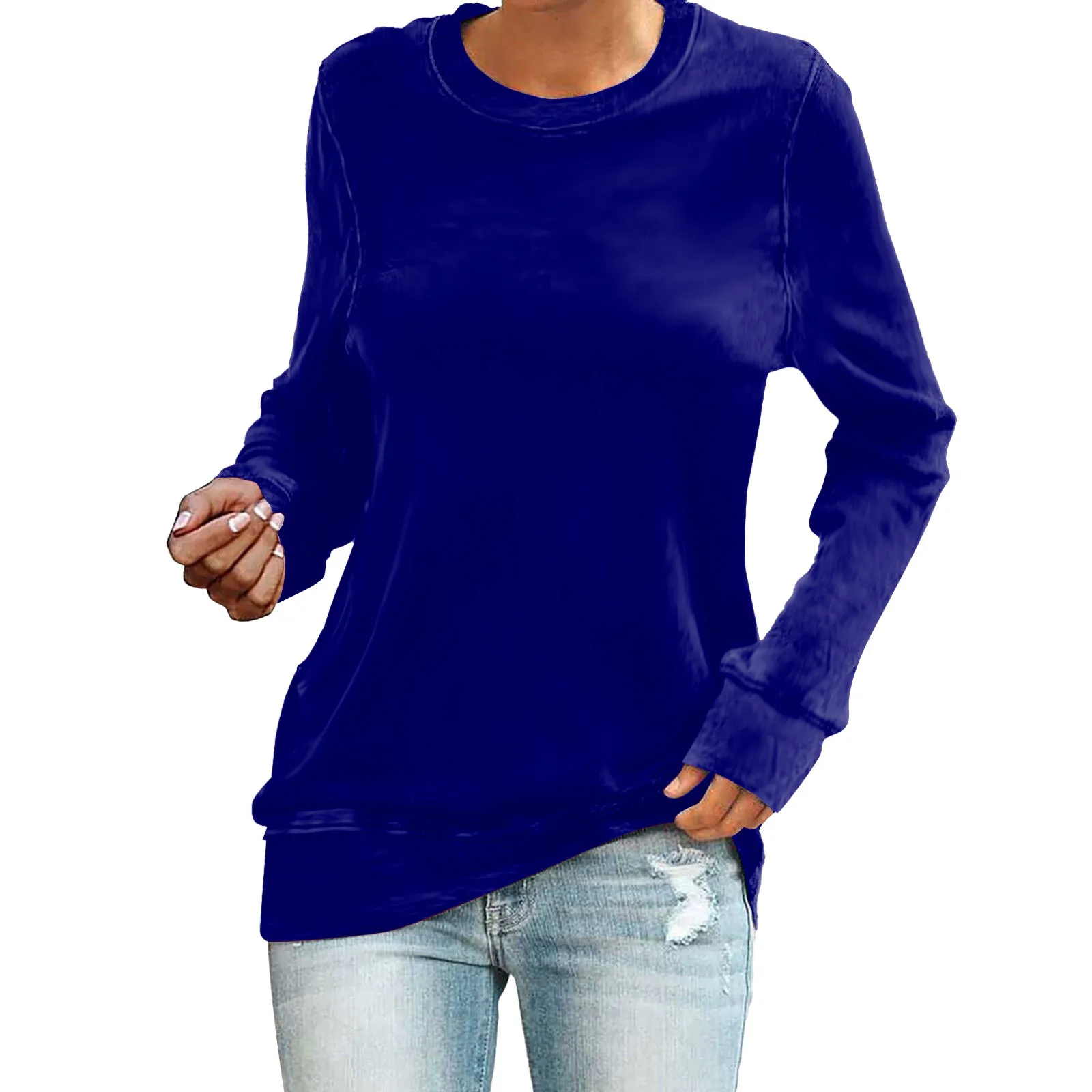 Women Casual Sweatshirt Round Neck Pullover Solid Color Sweater Running Outfits Hip- Athletic
Women Casual Sweatshirt Round Neck Pullover Solid Color Sweater Running Outfits Hip- Athletic