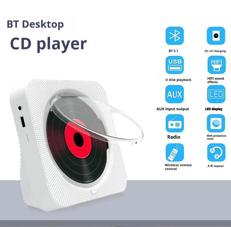 Wireless CD Player Album Player BT Speaker, Learning Machine Retro Portable Music Vinyl Machine
Wireless CD Player Album Player BT Speaker, Learning Machine Retro Portable Music Vinyl Machine