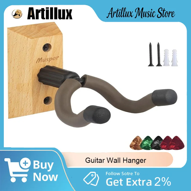 Artillux Guitar Wall Hanger Wood Base and Metal Hook Brand New Universal Guitar Bass Hanger for Guitar Bass Mandolin Ukulele
Artillux Guitar Wall Hanger Wood Base and Metal Hook Brand New Universal Guitar Bass Hanger for Guitar Bass Mandolin Ukulele