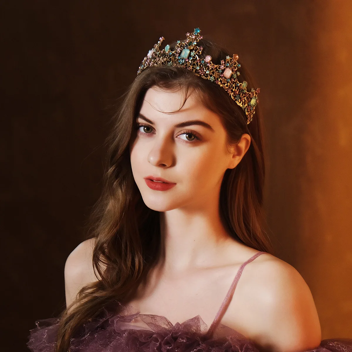 Baroque Crown for Women, Retro Tiara with Colorful Rhinestones, Elegant Bridal Headpiece for Wedding, Quinceanera, Cosplay
Baroque Crown for Women, Retro Tiara with Colorful Rhinestones, Elegant Bridal Headpiece for Wedding, Quinceanera, Cosplay
