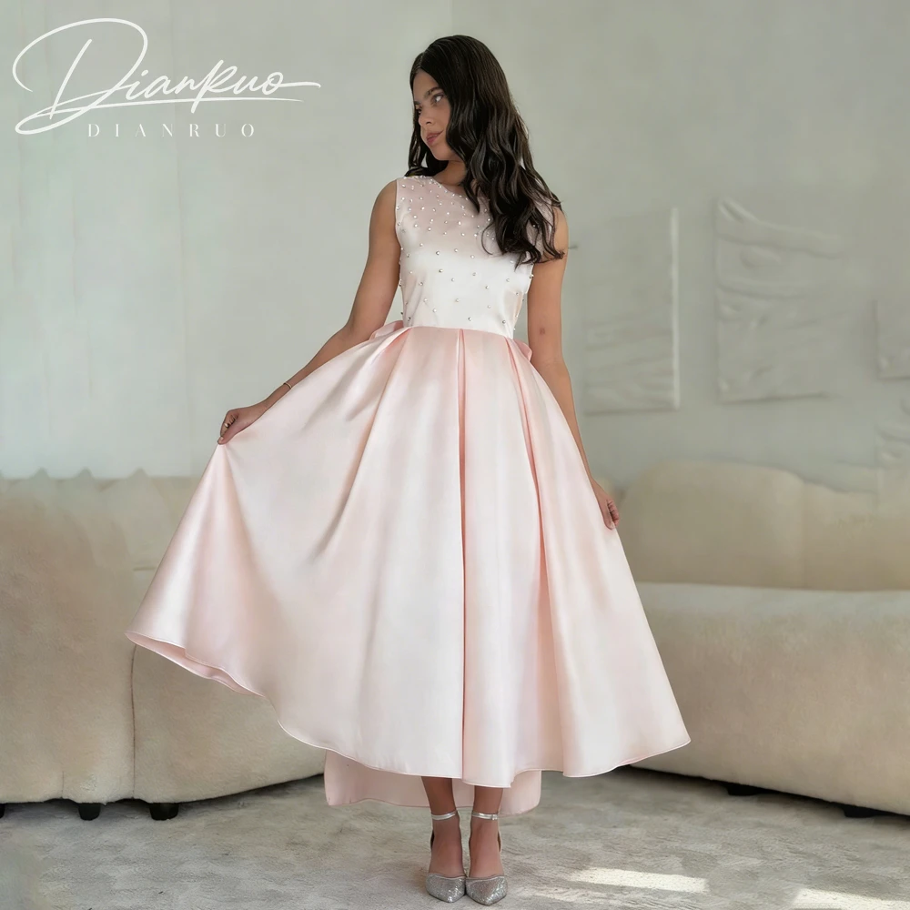 Graceful Party Gown O-Neck Short Beadings Bow Pink Satin Ball Gowns Girl Evening Dresses 2026 Ankle Length Pleated Customized
Graceful Party Gown O-Neck Short Beadings Bow Pink Satin Ball Gowns Girl Evening Dresses 2026 Ankle Length Pleated Customized