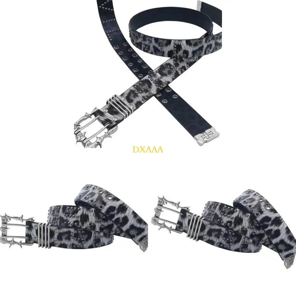 DXAA Punk Leopard Print Belt With Metal Studs For Men Women Fashion Accessory
DXAA Punk Leopard Print Belt With Metal Studs For Men Women Fashion Accessory