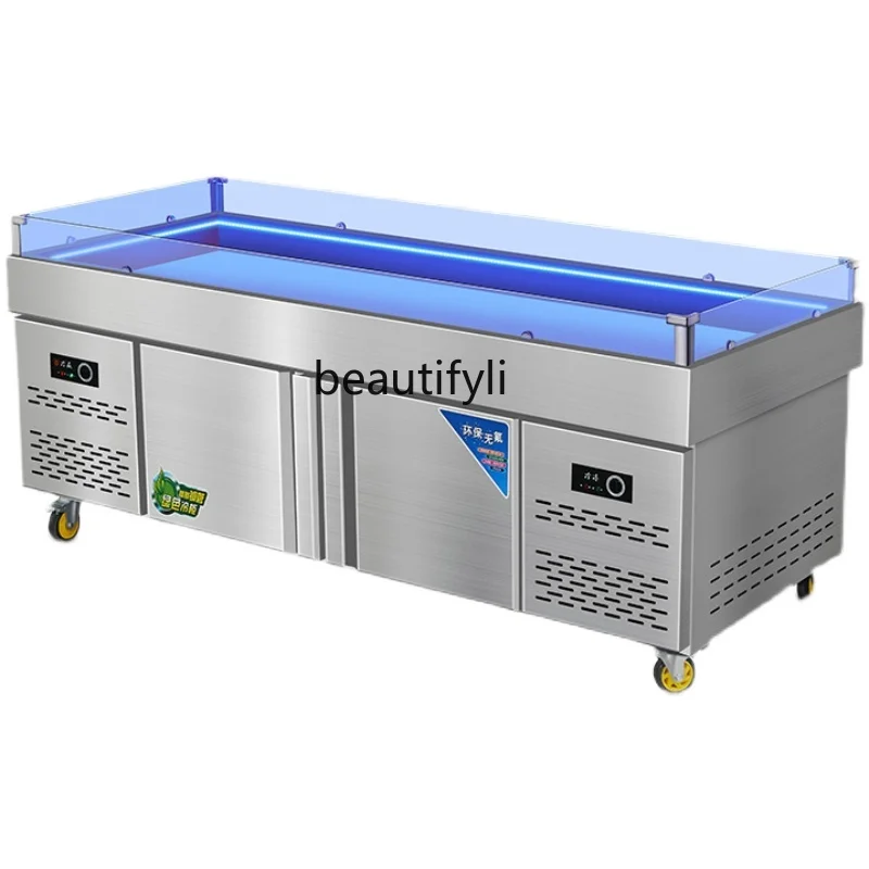 Stainless steel seafood ice table display cabinet commercial refrigerated frozen horizontal fresh-keeping ordering cabinet
Stainless steel seafood ice table display cabinet commercial refrigerated frozen horizontal fresh-keeping ordering cabinet