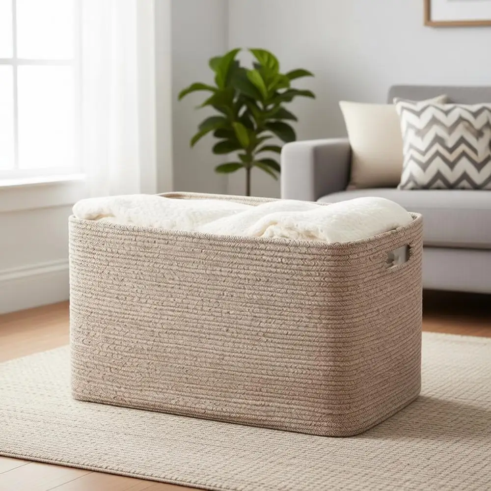 Большая корзина для хранения из хлопкового каната, органайзер для одеял XL, идеально подходит для одежды, игрушек, детской комнаты, 25x17x16, коричневый меланж
Большая корзина для хранения из хлопкового каната, органайзер для одеял XL, идеально подходит для одежды, игрушек, детской комнаты, 25x17x16, коричневый меланж