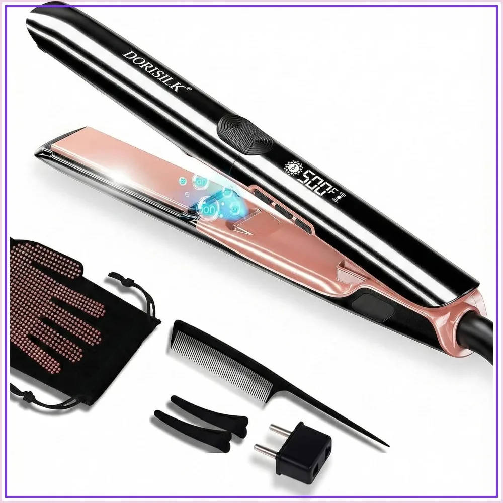 500°F High Temp Hair Straightener, 30s Fast Heating Ceramic Flat Iron, 2 in 1 Straightener and Curler, Frizz-Free Plasma, Dual Voltage for Travel
500°F High Temp Hair Straightener, 30s Fast Heating Ceramic Flat Iron, 2 in 1 Straightener and Curler, Frizz-Free Plasma, Dual Voltage for Travel