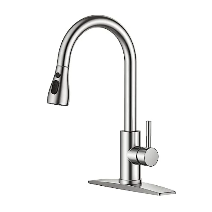 Kitchen Faucets with Pull Down Sprayer Brushed Nickel High Arc Single Handle Classic Stainless Steel Sink Faucet 1 or 3 Hole Su
Kitchen Faucets with Pull Down Sprayer Brushed Nickel High Arc Single Handle Classic Stainless Steel Sink Faucet 1 or 3 Hole Su