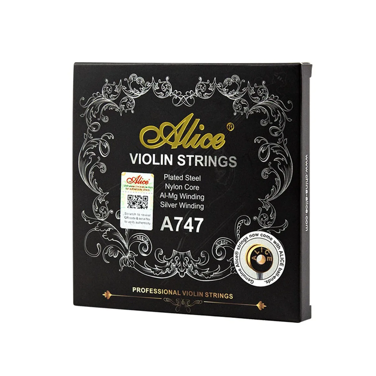 ALICE A747 Violin String Set - 4/4 Full Size Set, Nylon Core, Silver Wound G-String, Aluminum-Magnesium Wound A/D Strings
ALICE A747 Violin String Set - 4/4 Full Size Set, Nylon Core, Silver Wound G-String, Aluminum-Magnesium Wound A/D Strings