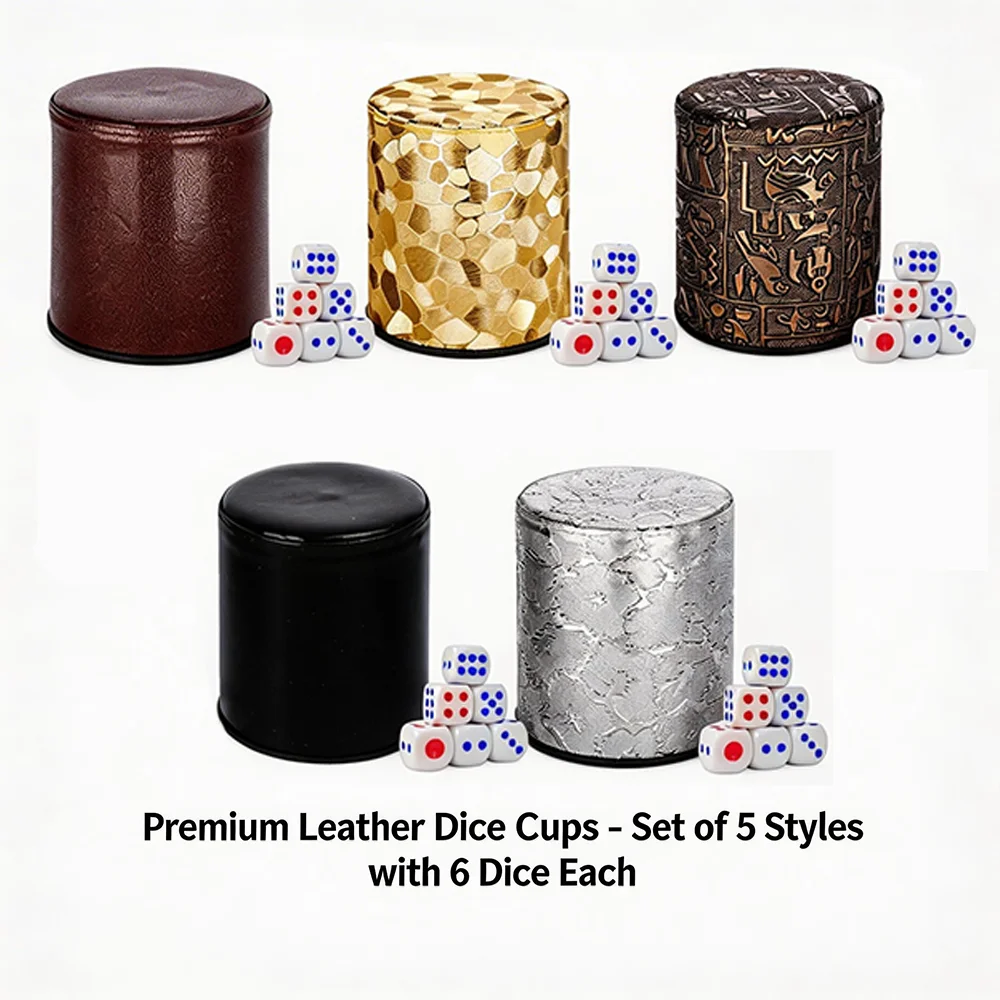 Craps Shaker Container with 6 Craps Set for Table, Table Game, Craps Cup, PU Leather, Stable, Durable, Comfortable Hand Feeling
Craps Shaker Container with 6 Craps Set for Table, Table Game, Craps Cup, PU Leather, Stable, Durable, Comfortable Hand Feeling