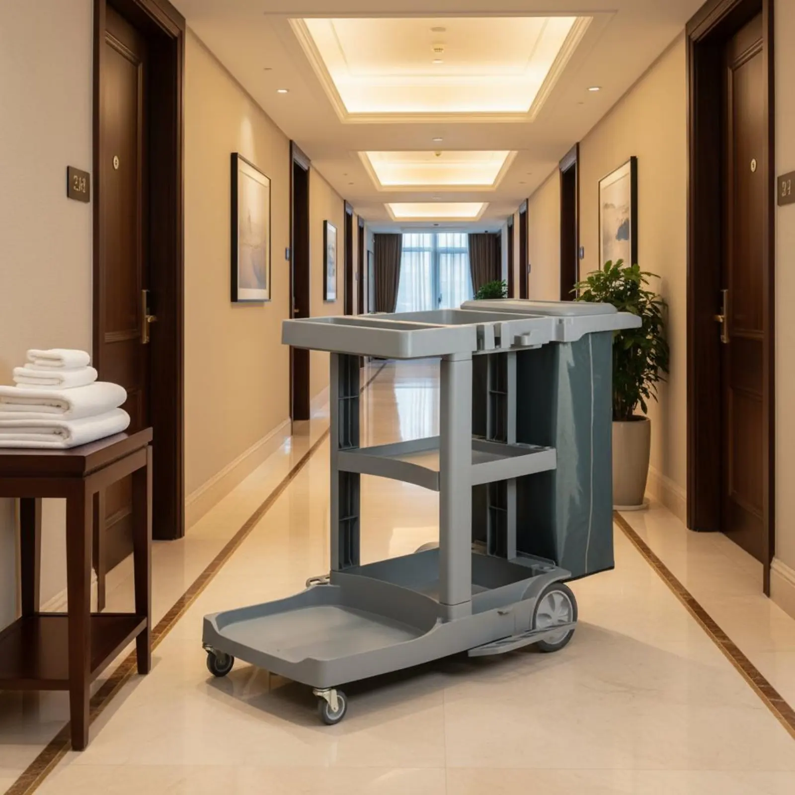 Professional Cleaning Trolley on Wheels Large Capacity Multi-Shelf Utility Cart Janitorial Equipment Sturdy Duty
Professional Cleaning Trolley on Wheels Large Capacity Multi-Shelf Utility Cart Janitorial Equipment Sturdy Duty