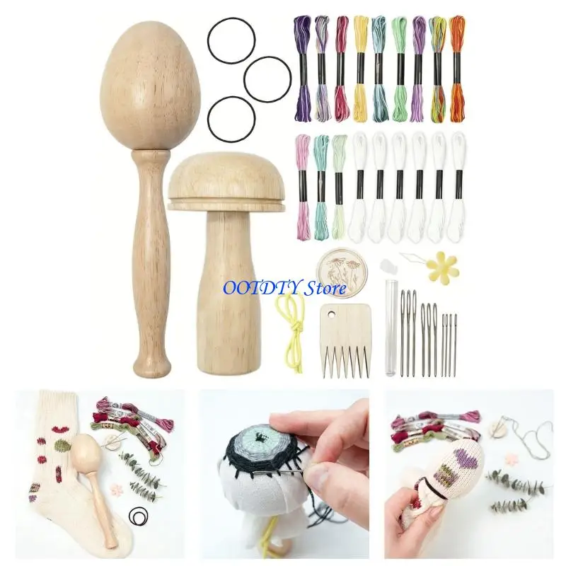 367A Eggs Mending Tool and Wooden Darning Mushroom Set with Needle Threads for Clothing Sweaters Scarves Mending
367A Eggs Mending Tool and Wooden Darning Mushroom Set with Needle Threads for Clothing Sweaters Scarves Mending