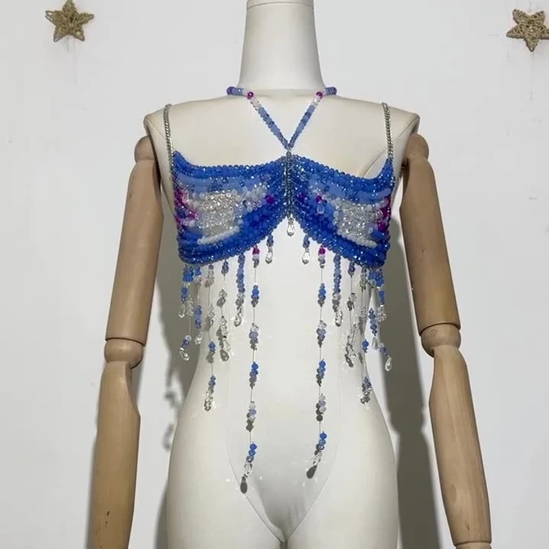 Hot Sale Sexy Handmade Beaded Hanging Neck Halter Women Inside Bustier Tassel Chest Jewelry Party Performance Sexy Body Chain
Hot Sale Sexy Handmade Beaded Hanging Neck Halter Women Inside Bustier Tassel Chest Jewelry Party Performance Sexy Body Chain