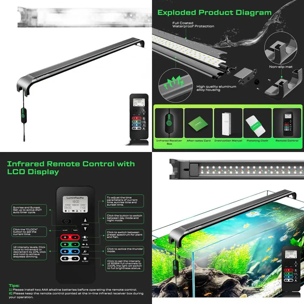 Диммируемый светодиодный светильник RGB+W для аквариумов с растениями, 30-35 дюймов, с пультом ДУ и таймером
Диммируемый светодиодный светильник RGB+W для аквариумов с растениями, 30-35 дюймов, с пультом ДУ и таймером