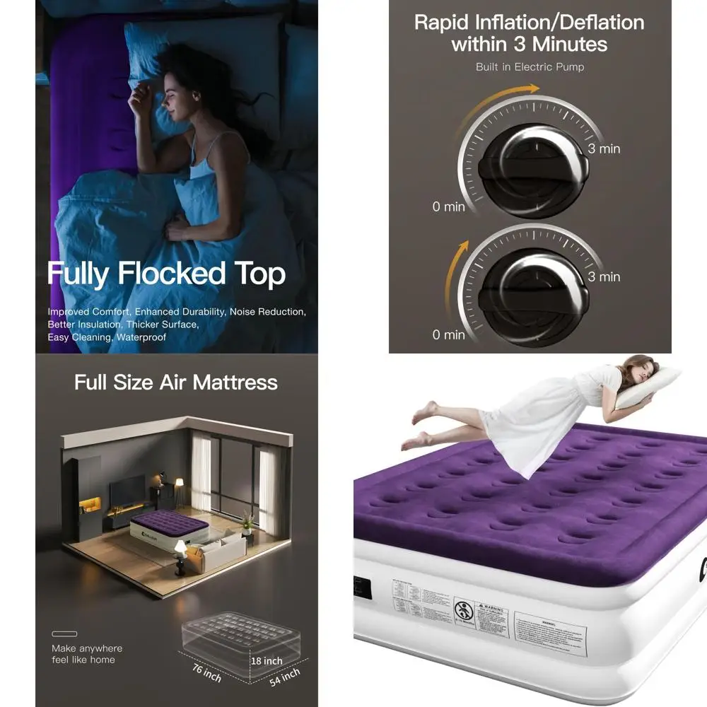 18. Надувной надувной матрас со встроенным насосом, флокированной столешницей для дома, кемпинга и гостей.
18. Надувной надувной матрас со встроенным насосом, флокированной столешницей для дома, кемпинга и гостей.