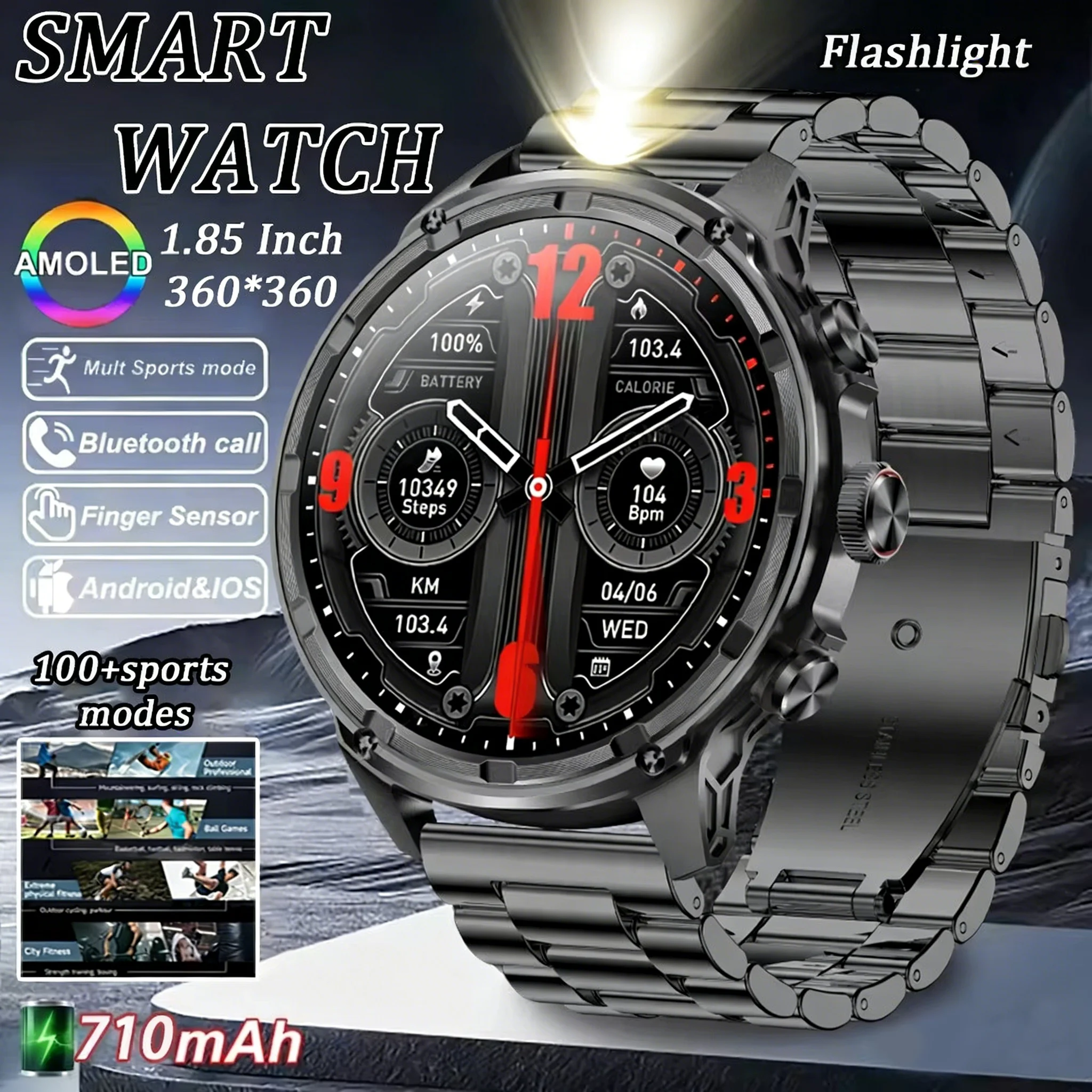 Men's smart watch 1.85-inch Ultra HD Military Outdoor Watch Bluetooth Call 710Mah Large Battery 100+ Sports Fitness smartwatch
Men's smart watch 1.85-inch Ultra HD Military Outdoor Watch Bluetooth Call 710Mah Large Battery 100+ Sports Fitness smartwatch