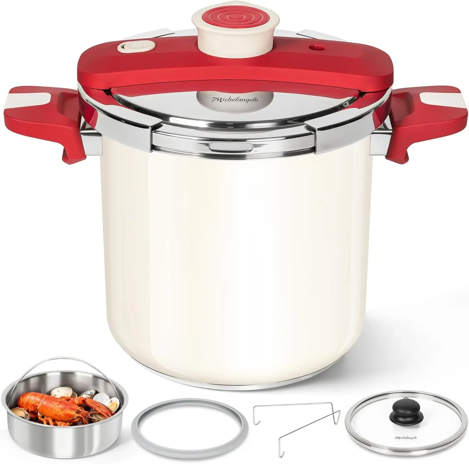 Pressure Cooker Stainless Steel 8.5 Quart, 3-in-1 Pressure Pot, One-Hand Locking System, Olla de Presion Colorful Design, Induct
Pressure Cooker Stainless Steel 8.5 Quart, 3-in-1 Pressure Pot, One-Hand Locking System, Olla de Presion Colorful Design, Induct