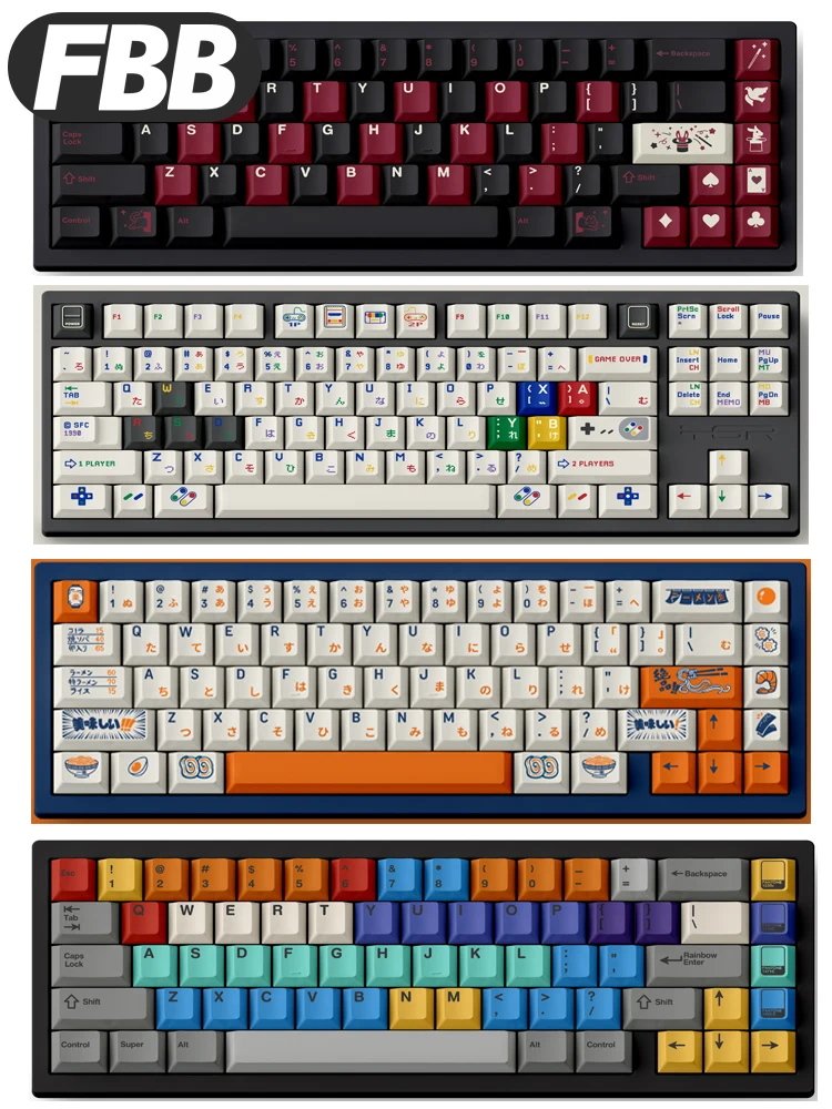 FBB Keycap Сублимационная сублимационная PBT Индивидуальная механическая клавиатура Yile Ramen SFC1990 Настройка
FBB Keycap Сублимационная сублимационная PBT Индивидуальная механическая клавиатура Yile Ramen SFC1990 Настройка