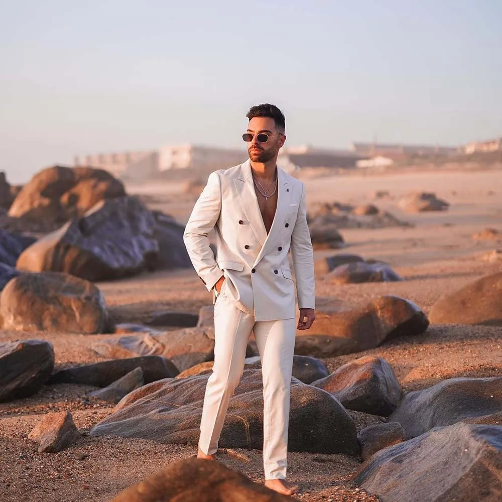 High End White Double Breasted Men's Suits Regular Length Flat Wedding Groom 2 Piece Jacket Pants Set Handsome Blazer Outfits
High End White Double Breasted Men's Suits Regular Length Flat Wedding Groom 2 Piece Jacket Pants Set Handsome Blazer Outfits