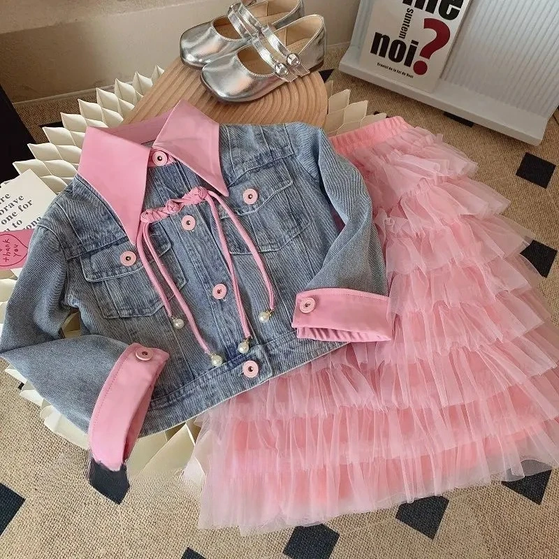 Розничная продажа, новые осенние модные комплекты для маленьких девочек, джинсовое пальто + розовые сетчатые юбки, милые костюмы принцессы, От 2 до 9 лет
Розничная продажа, новые осенние модные комплекты для маленьких девочек, джинсовое пальто + розовые сетчатые юбки, милые костюмы принцессы, От 2 до 9 лет