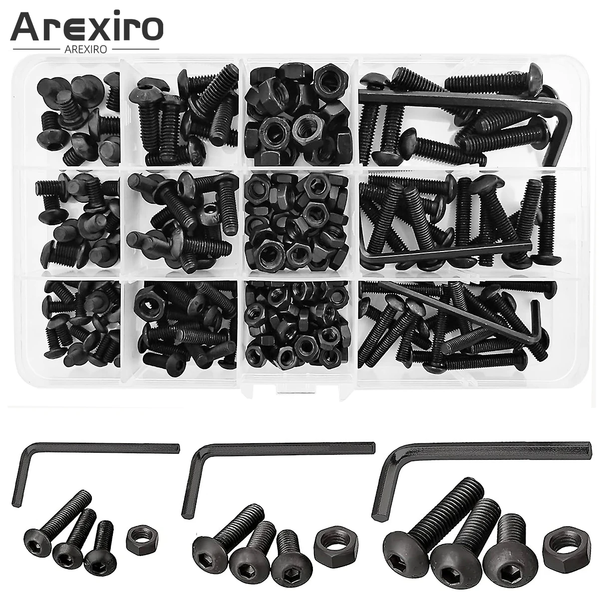 219Pcs M4 M5 M6 Threaded Button Head Hex Socket Screws Carbon Steel Allen Bolts Hexagon Button Assortment Set Kit with Wrench
219Pcs M4 M5 M6 Threaded Button Head Hex Socket Screws Carbon Steel Allen Bolts Hexagon Button Assortment Set Kit with Wrench